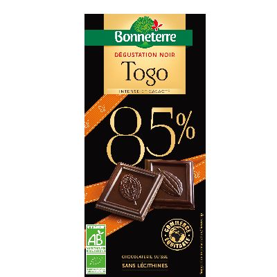 Chocolat Origines Intenses Noir Togo 85%  80 G De Suisse